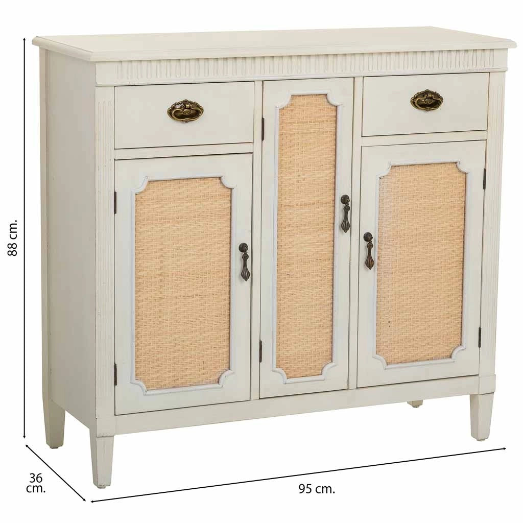 Credenza in legno bianco 95x36x88h
