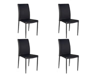 Set 4 sedie moderne in ecopelle nera con struttura in metallo (711) - Mobili 2G