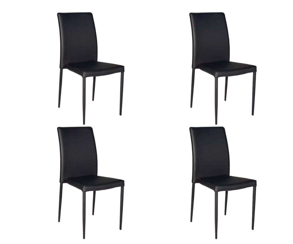 Set 4 sedie moderne in ecopelle nera con struttura in metallo (711) - Mobili 2G