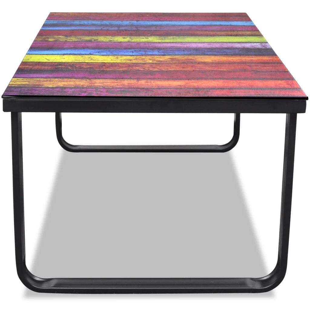 Tavolino da salotto/sala da pranzo in vetro di design motivo musicale multicolore 90 x 45 cm 0902028