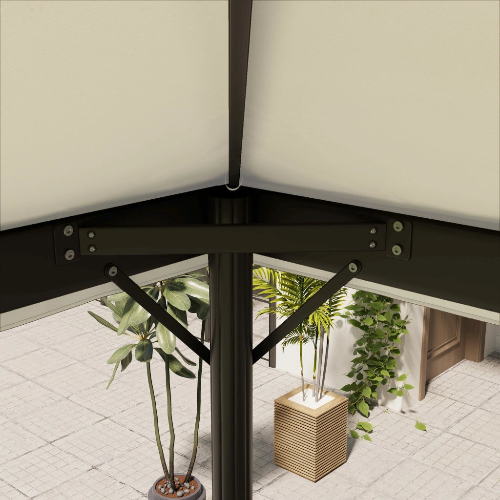 Copertura per Gazebo da Giardino 400x 300 cm a 2 Livelli in Tessuto Oxford 600D con Fori di Drenaggio Bianco Crema