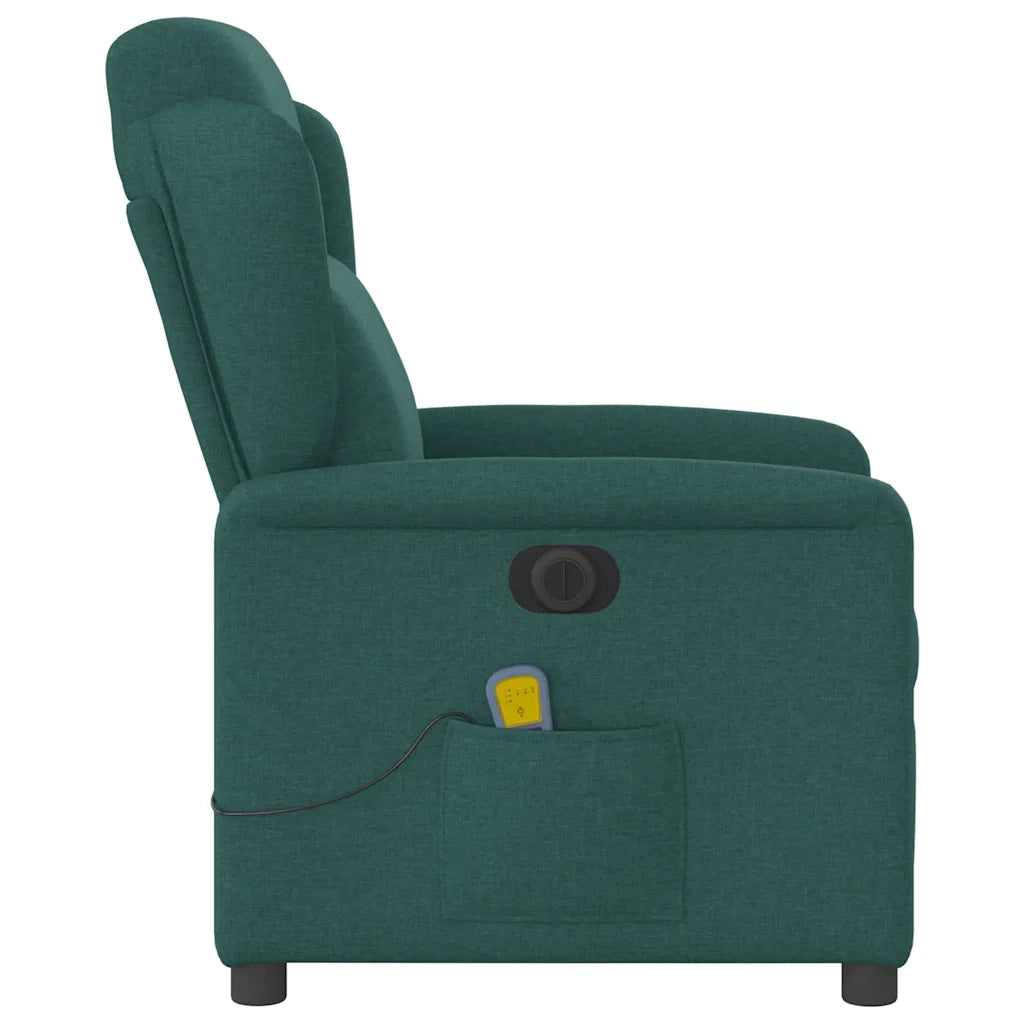 Divano Sedia-Poltrona Massaggiante Reclinabile Elettrica Verde Scuro Tessuto 248598