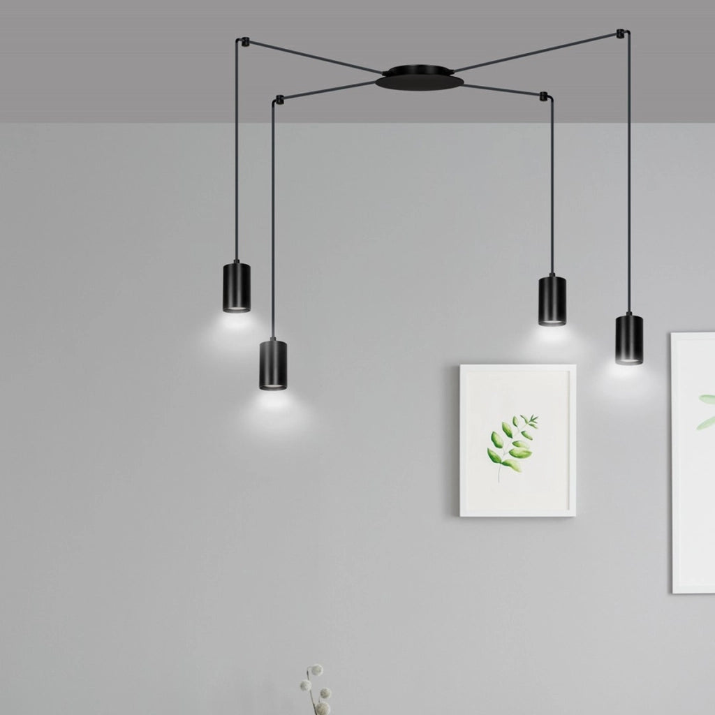 Lampada a sospensione TRAKER con struttura in acciaio nero
