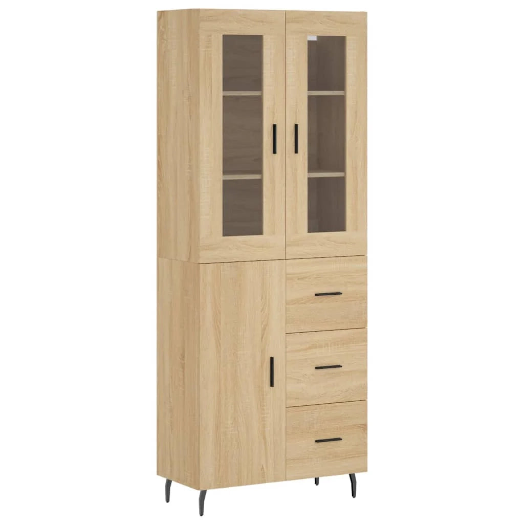 Buffet credenza cassettiera armadio mobile contenitore organizer cucina soggiorno salotto rovere Sonoma alto 69,5 x 34 x 180 cm legno ingegnerizzato marrone 02_0034192