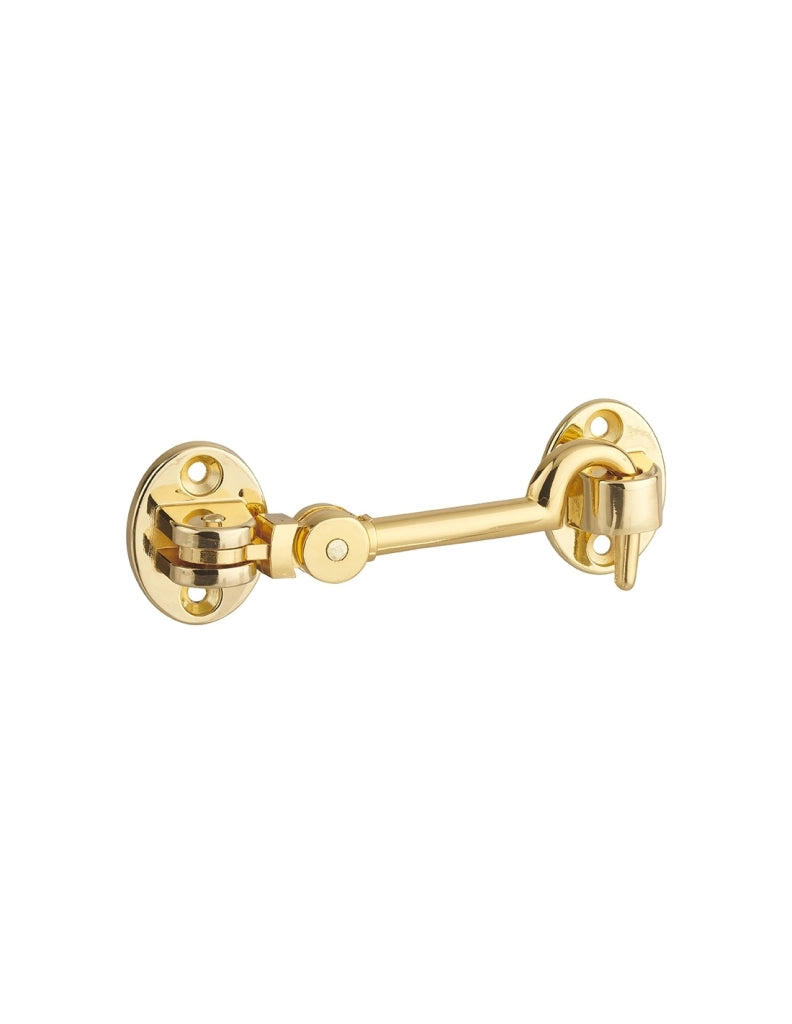 Gancio orientabile con occhiello, placcato ottone 10cm, ferma porta, finestra, bagno - THIRARD