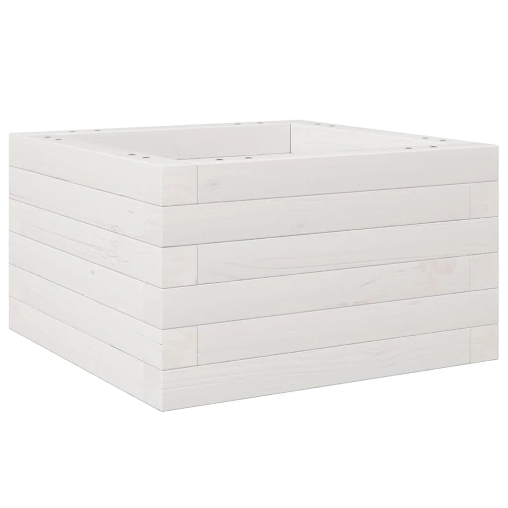 Fioriera rialzata per piante e fiori terrazza giardino 40 x 40 x 23 cm legno di pino massiccio bianco 02_0037525
