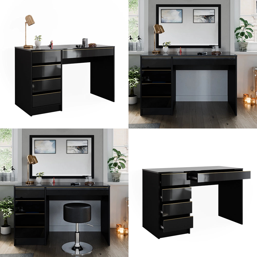 Vicco Tavolo da toilette Nero/oro 120 cm Senza specchio