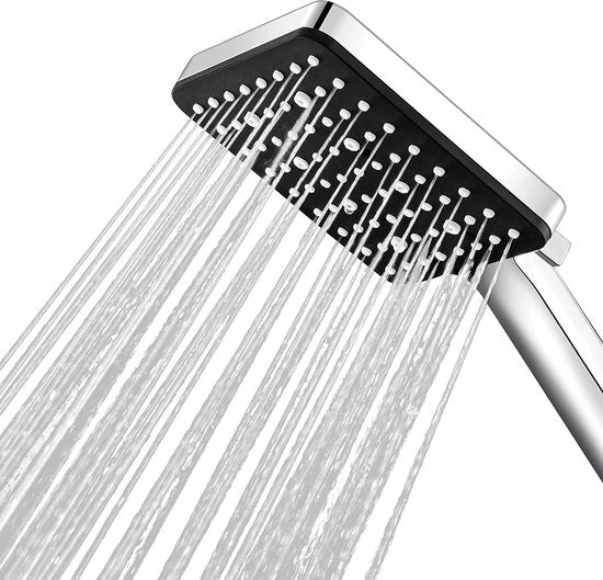Douchekop a risparmio d'acqua con elevazione della pressione per maggiore pressione d'acqua, doccia manuale, doccia a pioggia con 6 tipi di getto