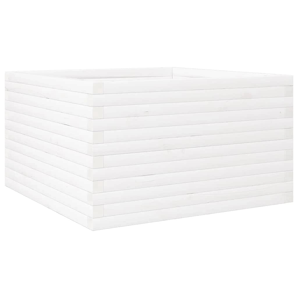 Fioriera rialzata per piante e fiori terrazza giardino 80 x 80 x 46 cm legno di pino massiccio bianco 02_0037916