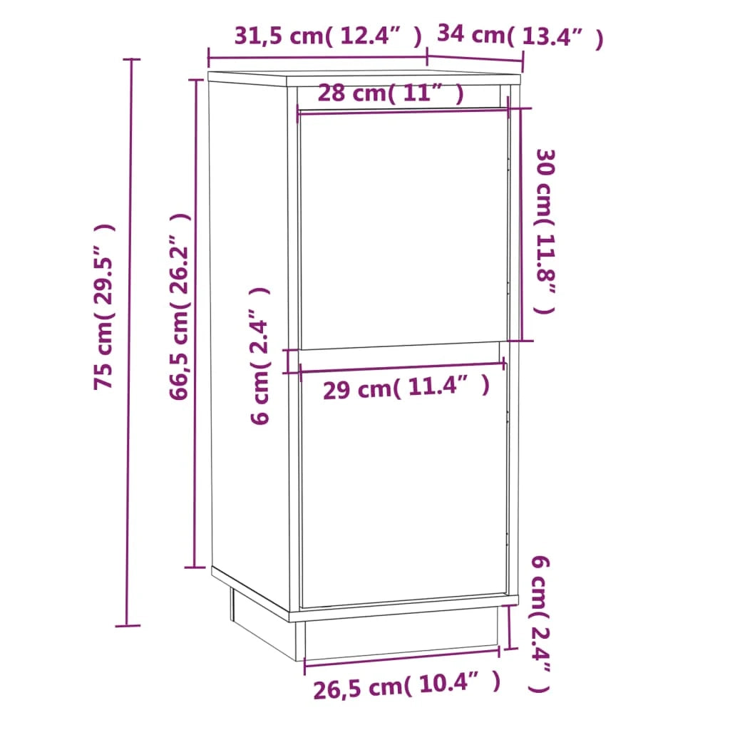 Buffet credenza cassettiera armadio mobile contenitore organizer per cucina soggiorno salotti set da 2 31,5 x 34 x 75 cm legno di pino massiccio marrone 02_0036635