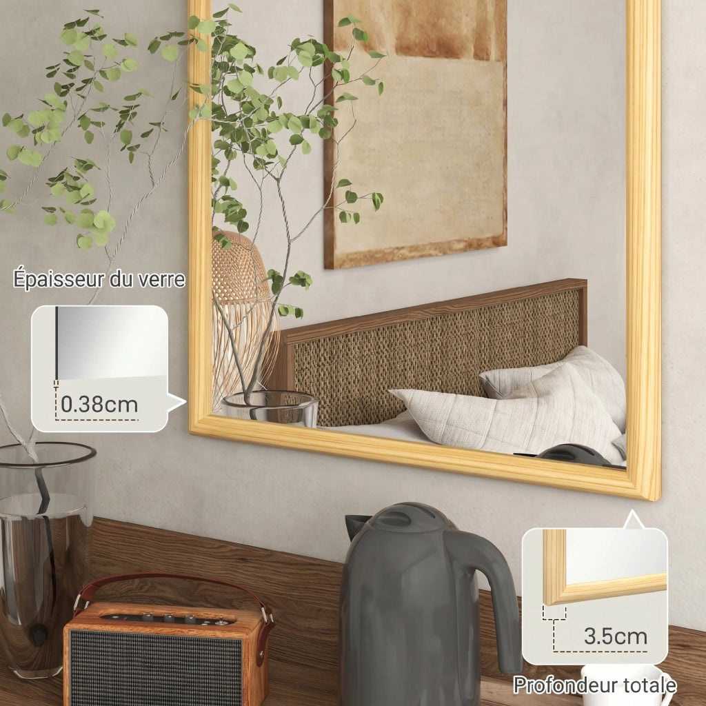 Specchio ad arco in legno per parete ¨C zephmum ¨C naturale 110x65 cm