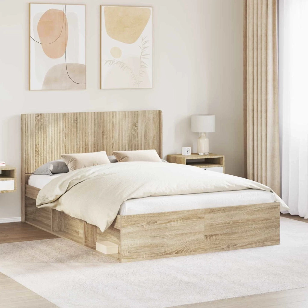 Struttura del letto con stoccaggio e testata Rovere Sonoma 3413839