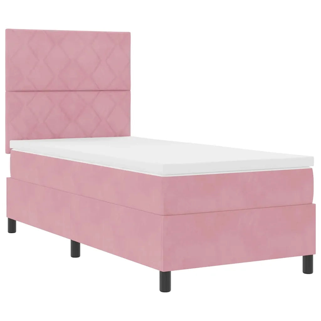 Letto a Sorgente LED con materasso Rosa 100 x 200 cm Velluto 3343363