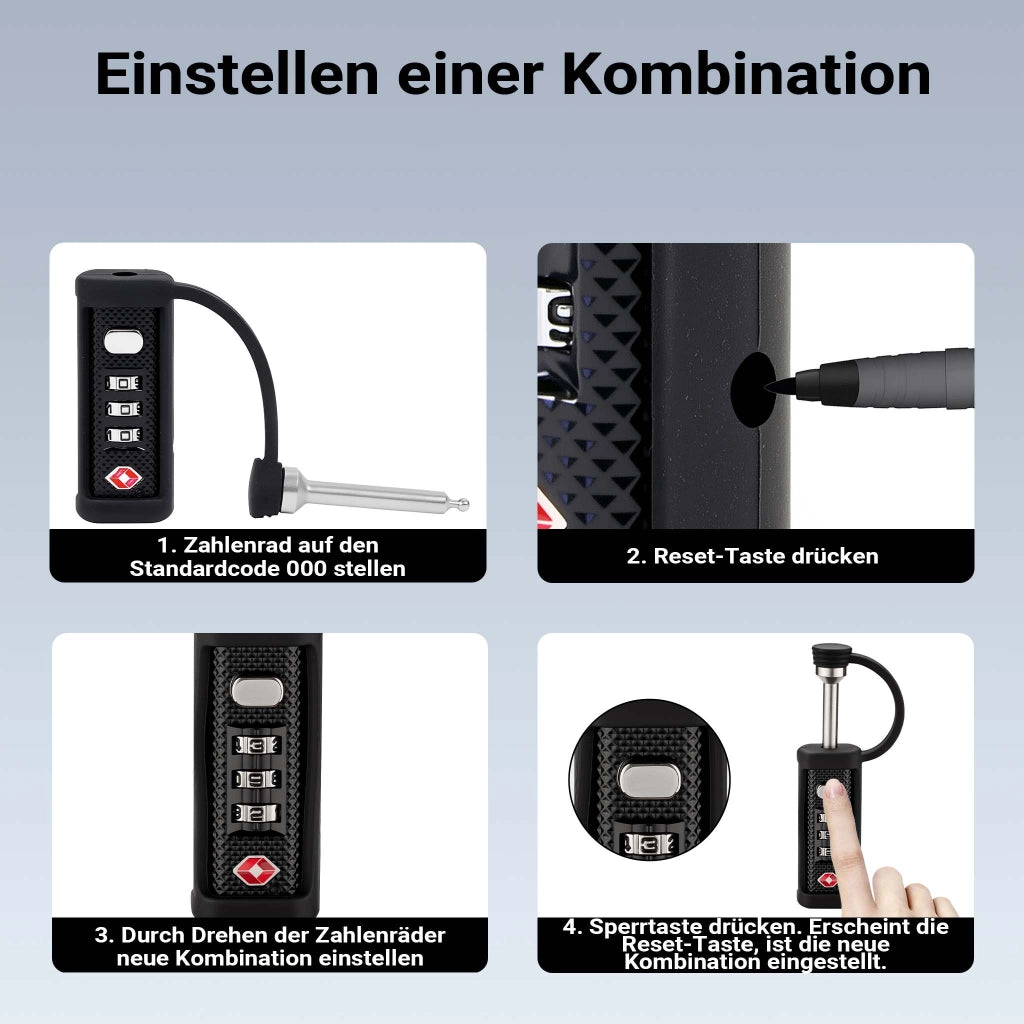 Set di 4x Lucchetto tsa a combinazione con 3 cifre, serratura per valigie, custodie e valigette porta armi, chiusura di sicurezza, 4 pezzi