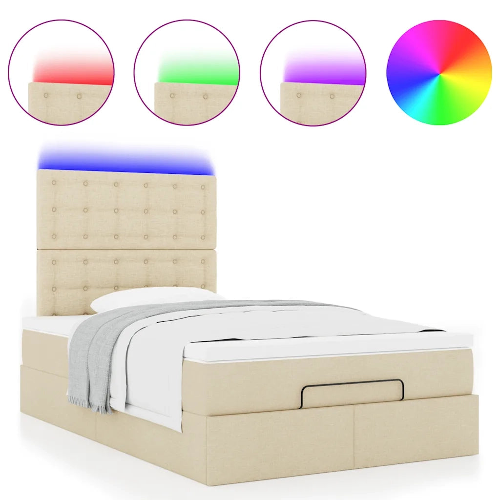 Struttura Letto Pouf con Materasso Crema 120x190 cm in Tessuto 3314160