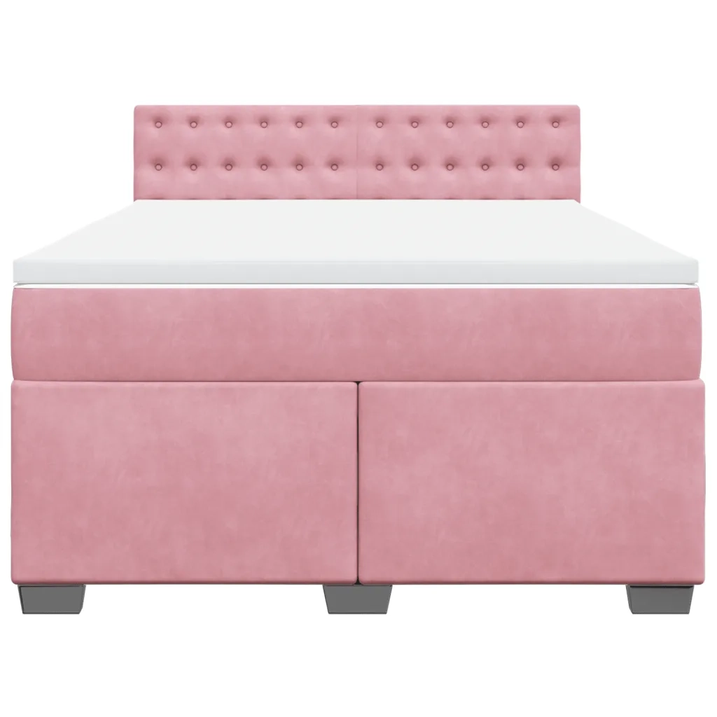 Giroletto a Molle con Materasso Rosa Scuro 140x200cm in Velluto