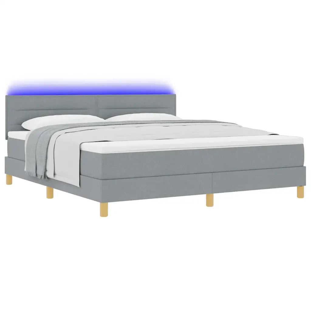 Letto a Sorgente LED con led Grigio chiaro 180 x 200 cm Tessuto
