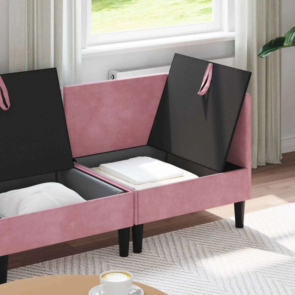 Set di mobili per il soggiorno con cuscino 4 pcs Rosa Velluto 3413744