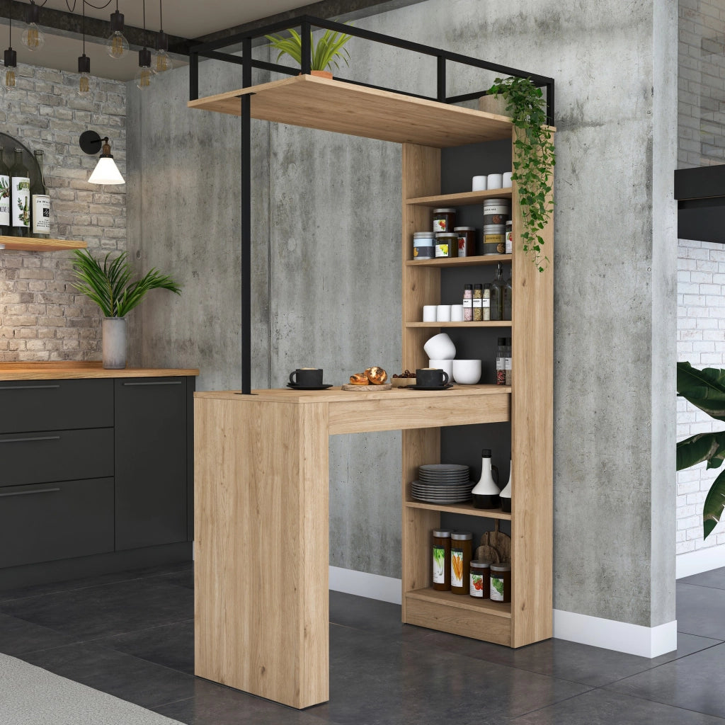 Tavolo da pranzo in legno "Jacob" con ripiani - 120 x 56 x 199 cm - Marrone