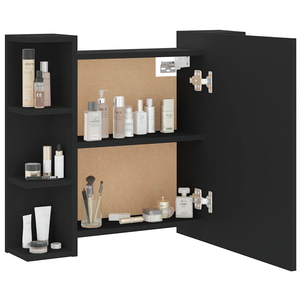 Mobile a Specchio | Armadio da bagno con LED Nero 70x16,5x60 cm