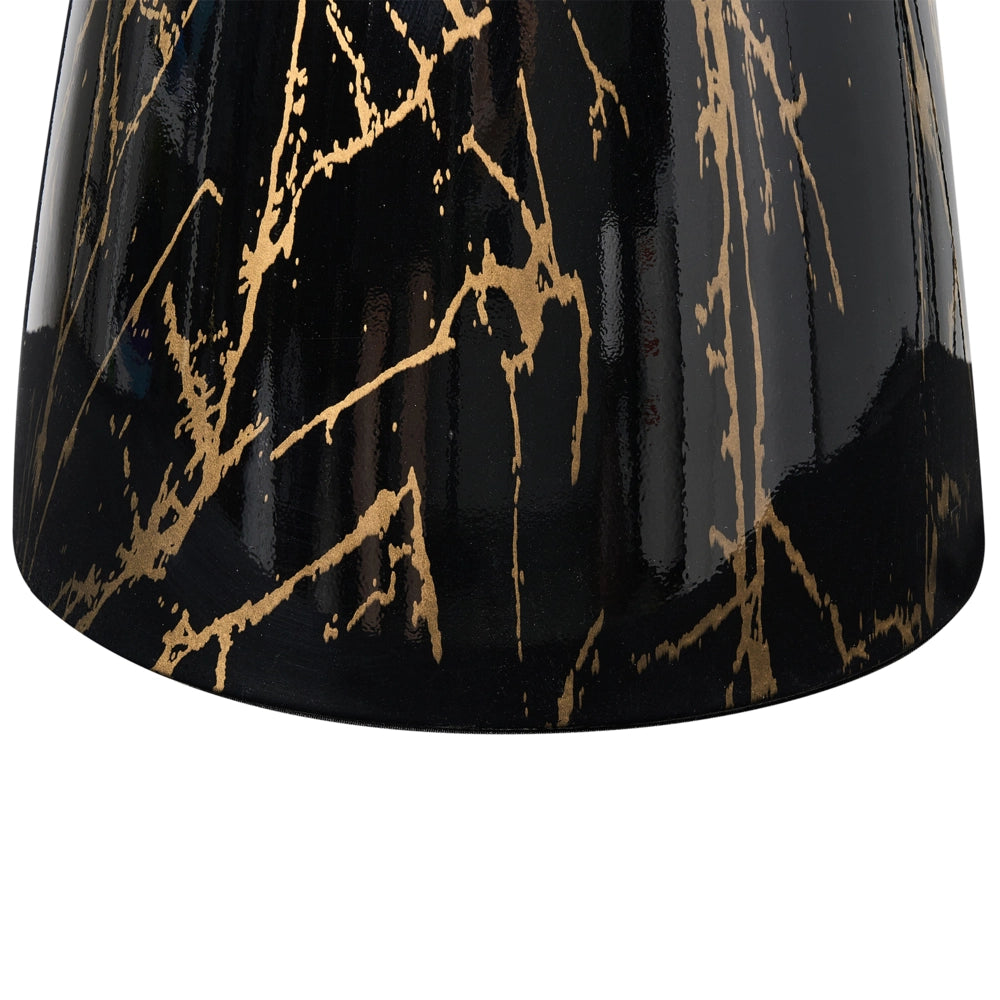 Tavolino in metallo nero e oro con piano in vetro temperato Effetto marmo Tavolino da salotto Tavolino finale Stile glamour