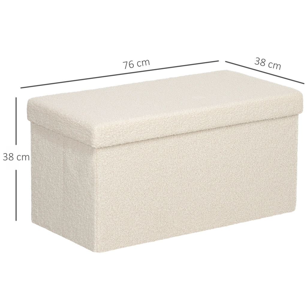 Panca contenitore imbottita ¨C Xylo ¨C tessuto crema con coperchio salvaspazio