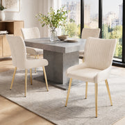 Set di 4 sedie da pranzo in velluto beige e oro, struttura in metallo, per sala da pranzo e soggiorno