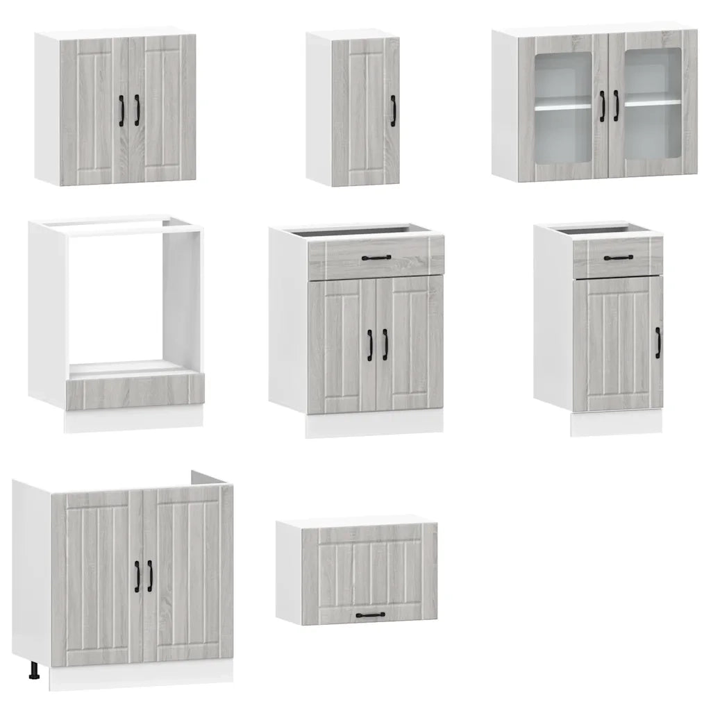 Set Mobili da Cucina 8 pz Kalmar Grigio Sonoma in Truciolato 3314837