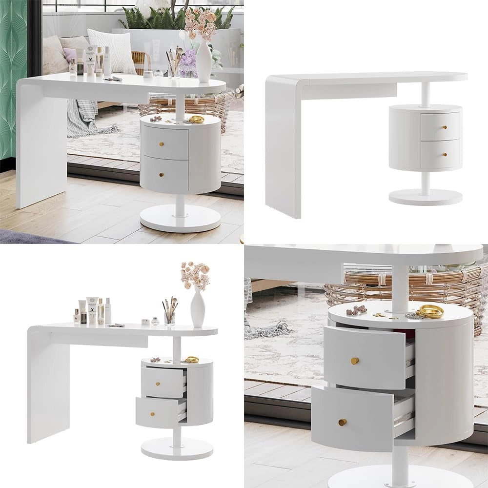Vicco Tavolo da toeletta Lara, Bianco, 120 cm con 2 cassetti, Ampia superficie del tavolo per trucco, gioielli e accessori per lo styling