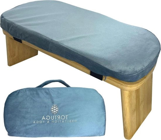 Banco da Meditazione Pieghevole 100% Bambù Organico Completo - Borsa da Portare per il Cuscino Comodo - Migliora la Postura