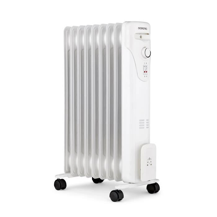 Radiatore del bagno di olio elettrico - 2000 watt - oceanico - 3 poteri - 9 elementi - mobile - bianco