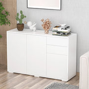 Madia bianca con 2 cassetti e 3 ante, mobile multiuso 117x36x74 cm