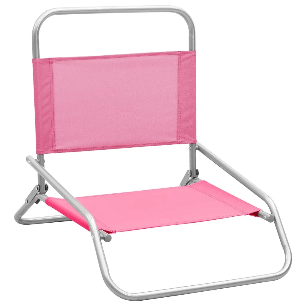 Sedie da Spiaggia Pieghevoli 2 pz Rosa in Tessuto 310372