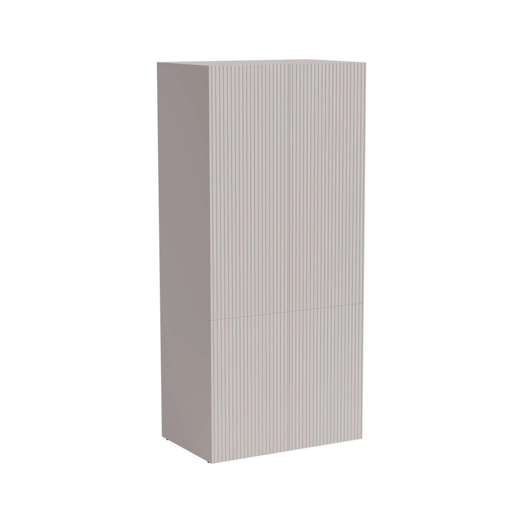 Guardaroba 2 ante Caiazzo, Mobile camera da letto, Cabina armadio portabiti, Armadio appendiabiti, 90x56 h199 cm, Beige