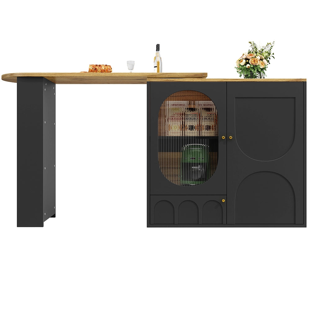 Tavolo Bar Girevole - Xylo - 138??39??102 cm - 3 Porte Bianco/Nero