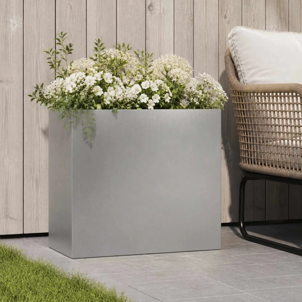 Vaso da giardino Argento 50 x 20 x 40 cm Acciaio Inox 8005450