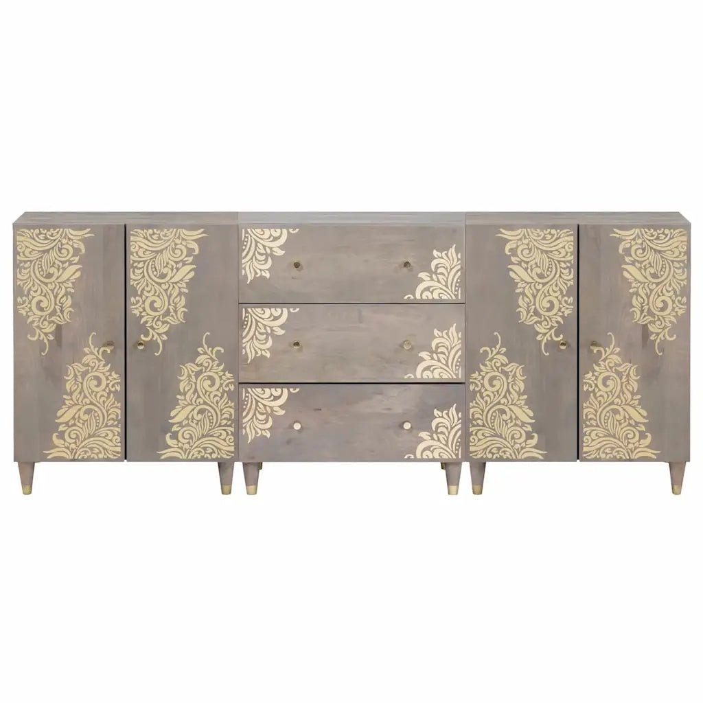 Set di Armadi da Bagno | Armadio da bagno 3 pz Grigio e Oro 180 x 33 x 75 cm