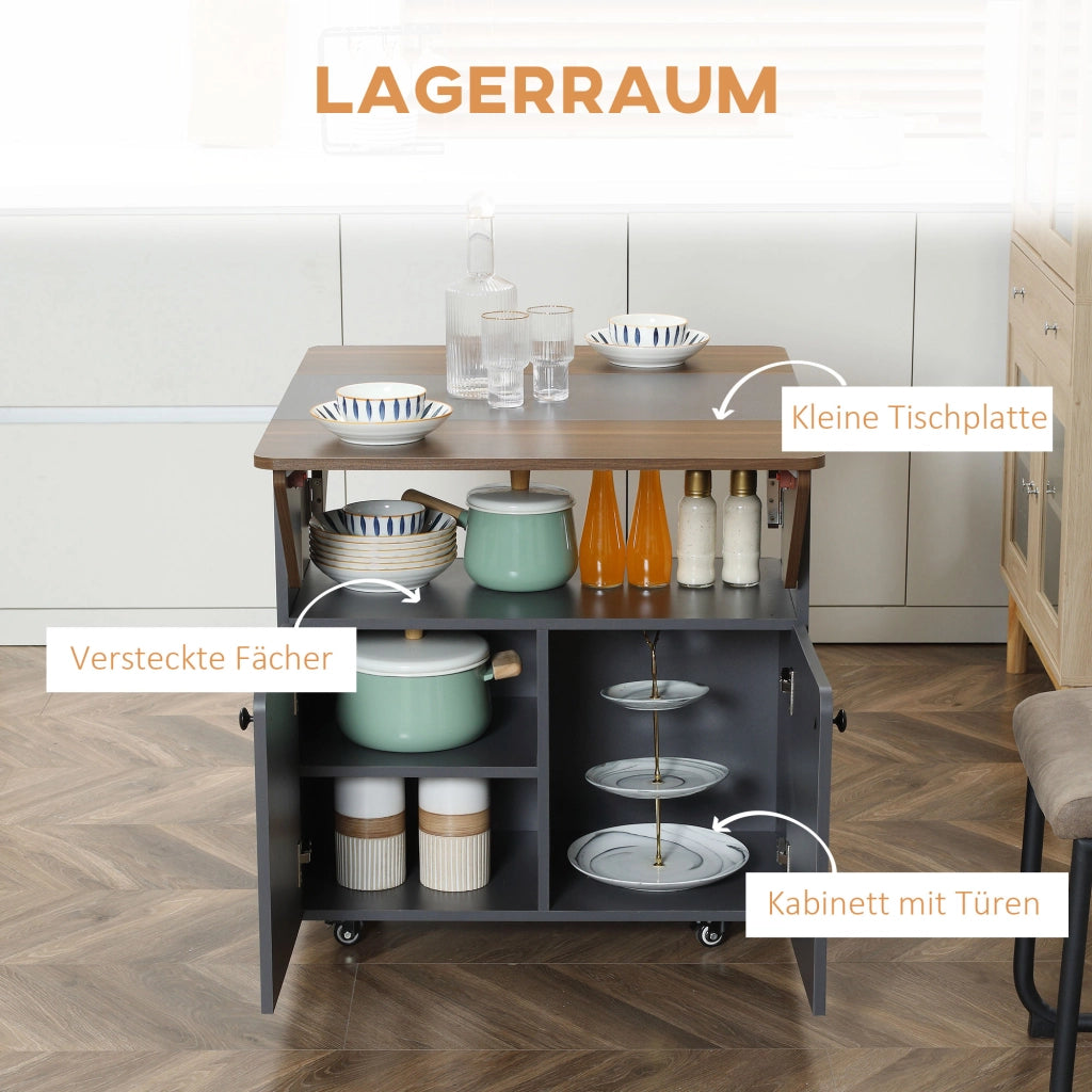 Tavolo pieghevole con cassettiera ¨C zephmum ¨C Grigio chiaro e marrone scuro, 70x83x75 cm