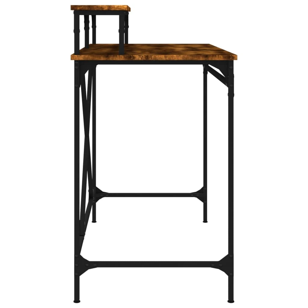 Scrivania da ufficio postazione di lavoro mobile per computer studio rovere affumicato 100 x 50 x 90 cm legno ingegnerizzato e ferro marrone 02_0023567