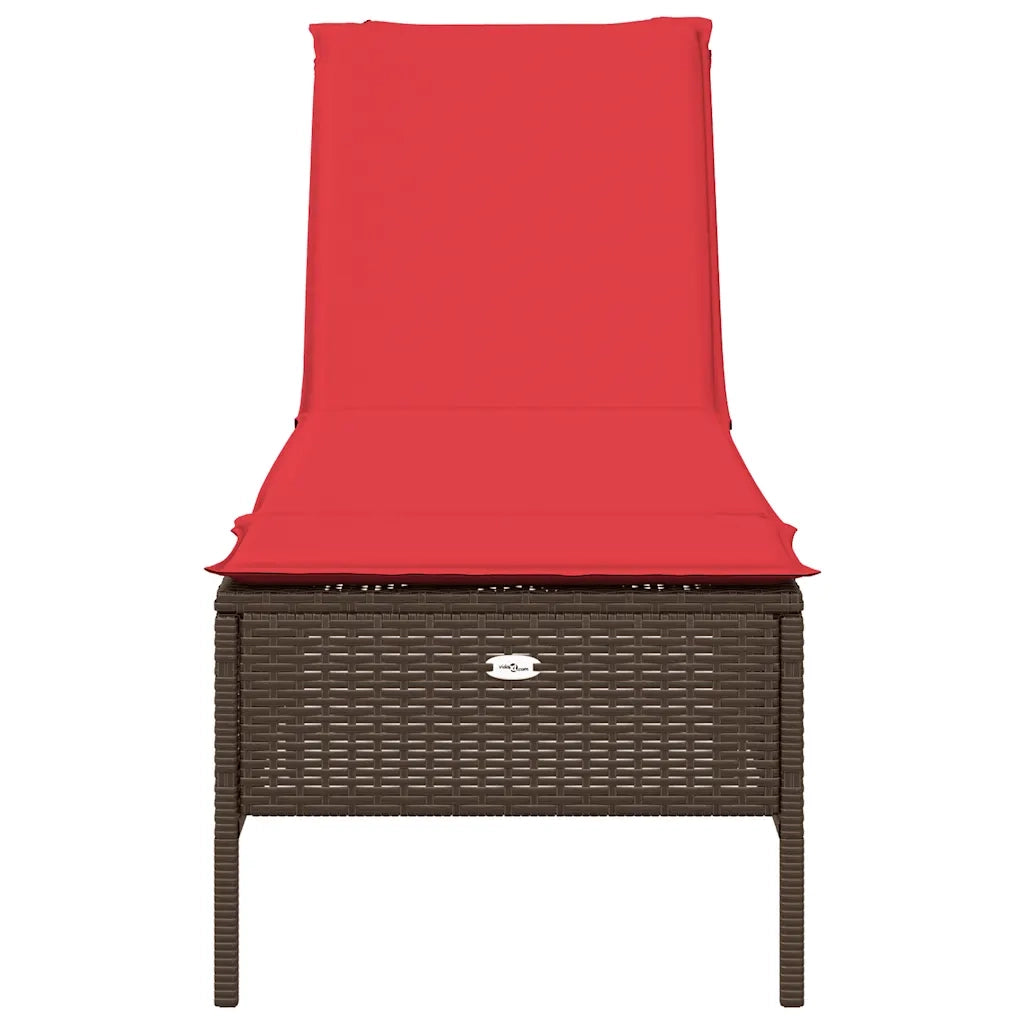 Lettino prendisole con Cuscino in Polyrattan Marrone 4002726