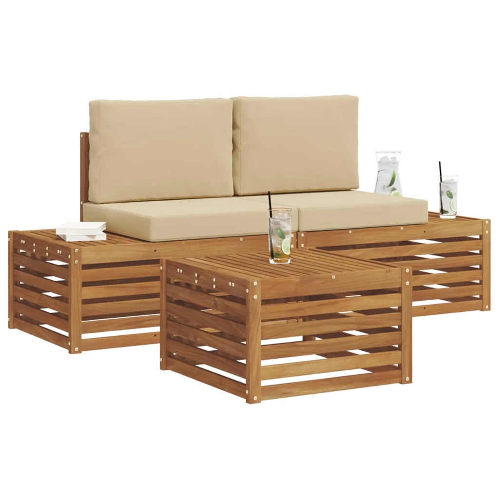 Set di divani da esterno-Sofa da giardino Naturale e Beige 59 x 59 x 37 cm