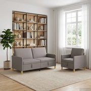 Set di Divani con Storage 2 pcs Tortora Poliestere 3429210