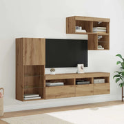 Mobile per TV a Muro 6 pz-Set di 6 Credenza per TV sospesa Rovere artigianale Legno multistrato