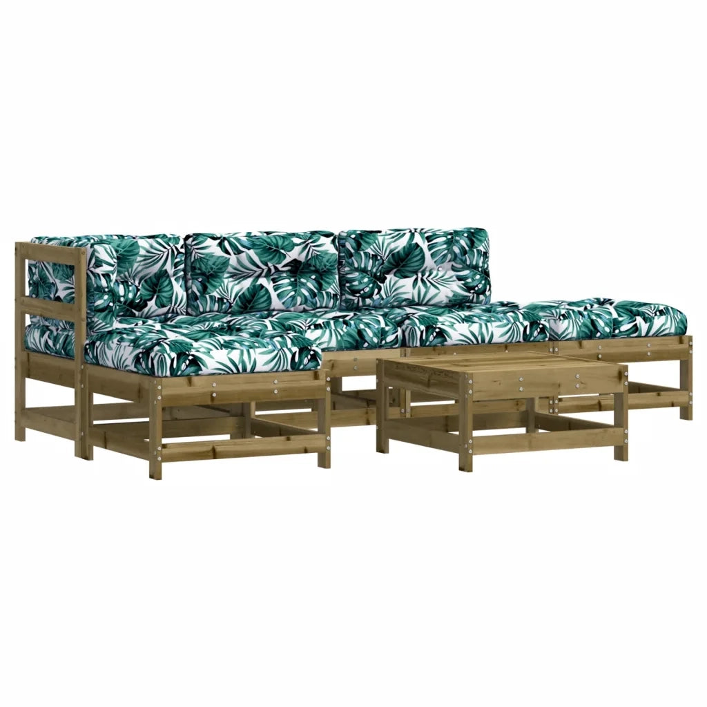 Set Divani da Giardino 6pz con Cuscini Legno Impregnato di Pino 3185905