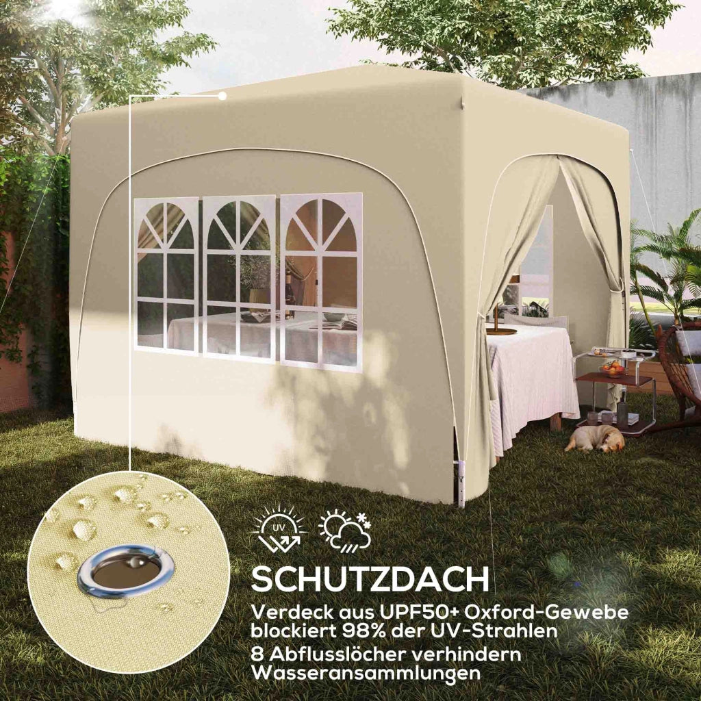 Gazebo 3x3m gazebo pieghevole impermeabile resistente all'acqua e stabili invernali protezione UV 50+ tenda da giardino pieghevole con 4 pannelli laterali zaino da giardino per campeggio sabbia