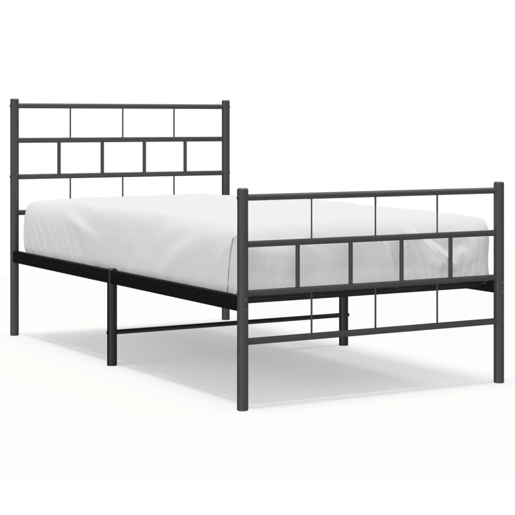 Giroletto con Testiera e Pediera Metallo Nero 107x203 cmcod mxl 131138