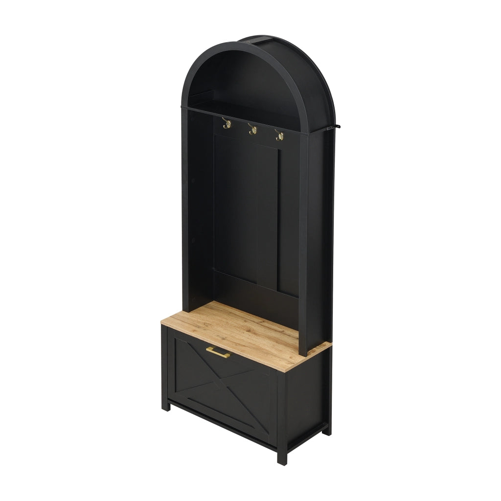 Scarpiera con Appendiabiti e Ripiani ¨C MINIMAL ¨C Legno MDF, Metallo, Ingresso