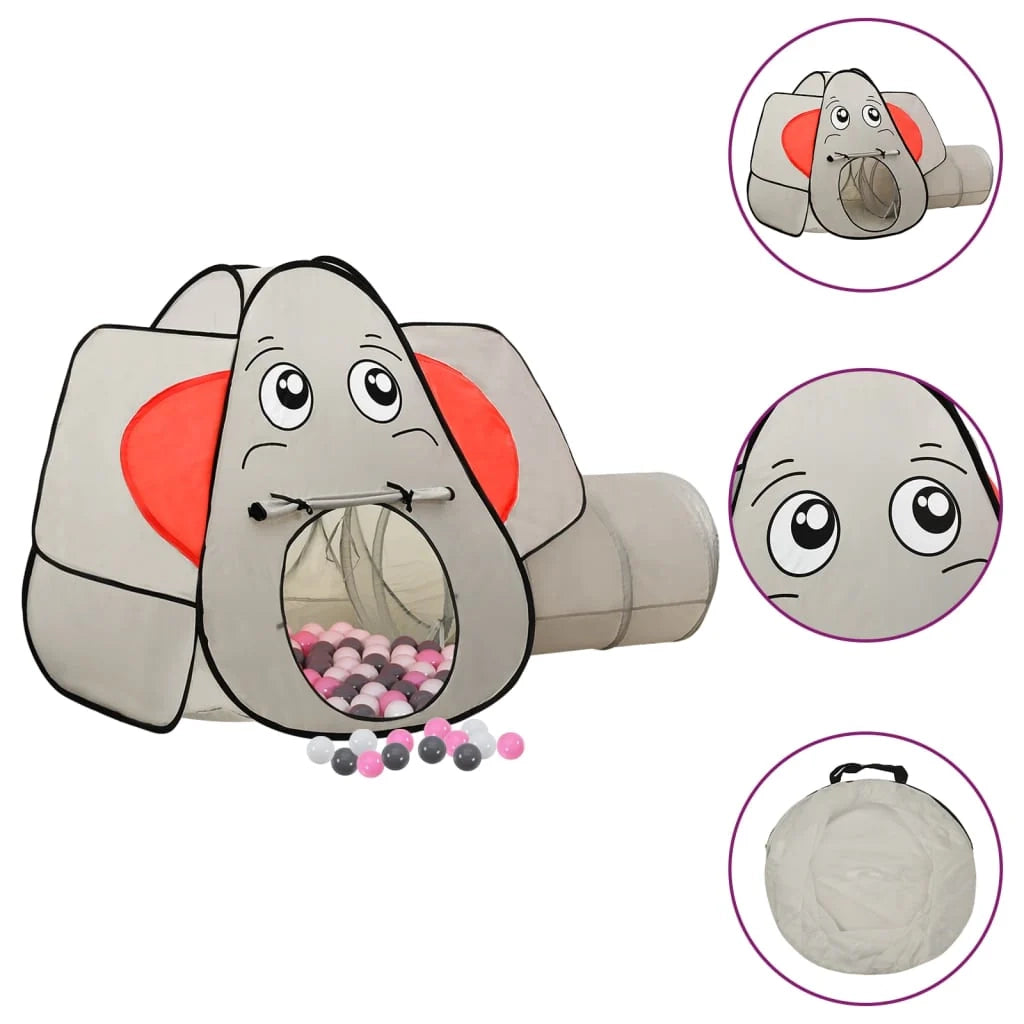 Tenda da gioco per bambini con 250 palline a forma di elefante 174 x 86 x 101 cm grigio 02_0005191