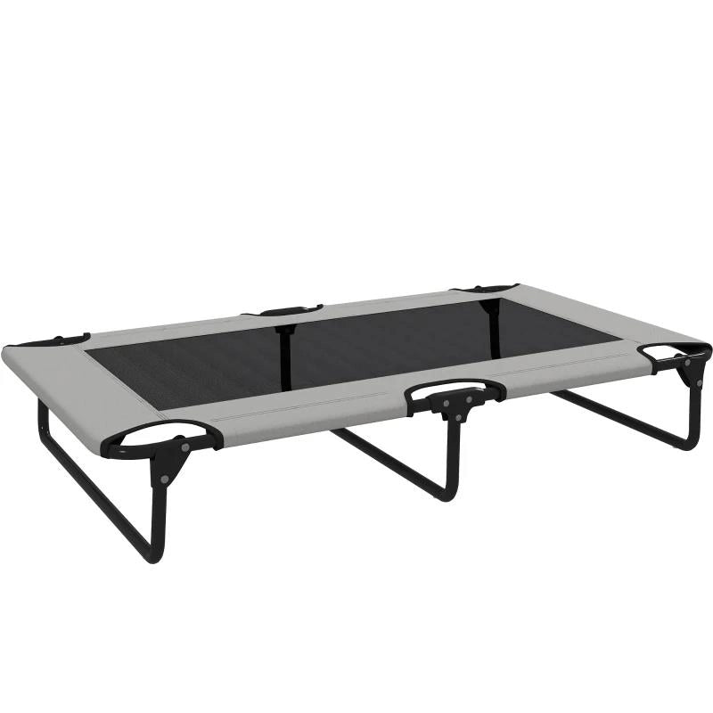 LETTO PER CANI GRANDI PIEGHEVOLE CON TESSUTO A RETE DA INTERNO ED ESTERNO, 107X61X20 CM, GRIGIO CHIARO