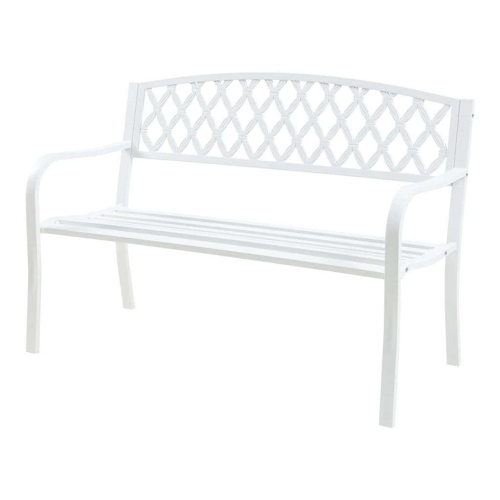 Panca da giardino 127 x 53,5 x 88 cm acciaio bianco 03_0008960